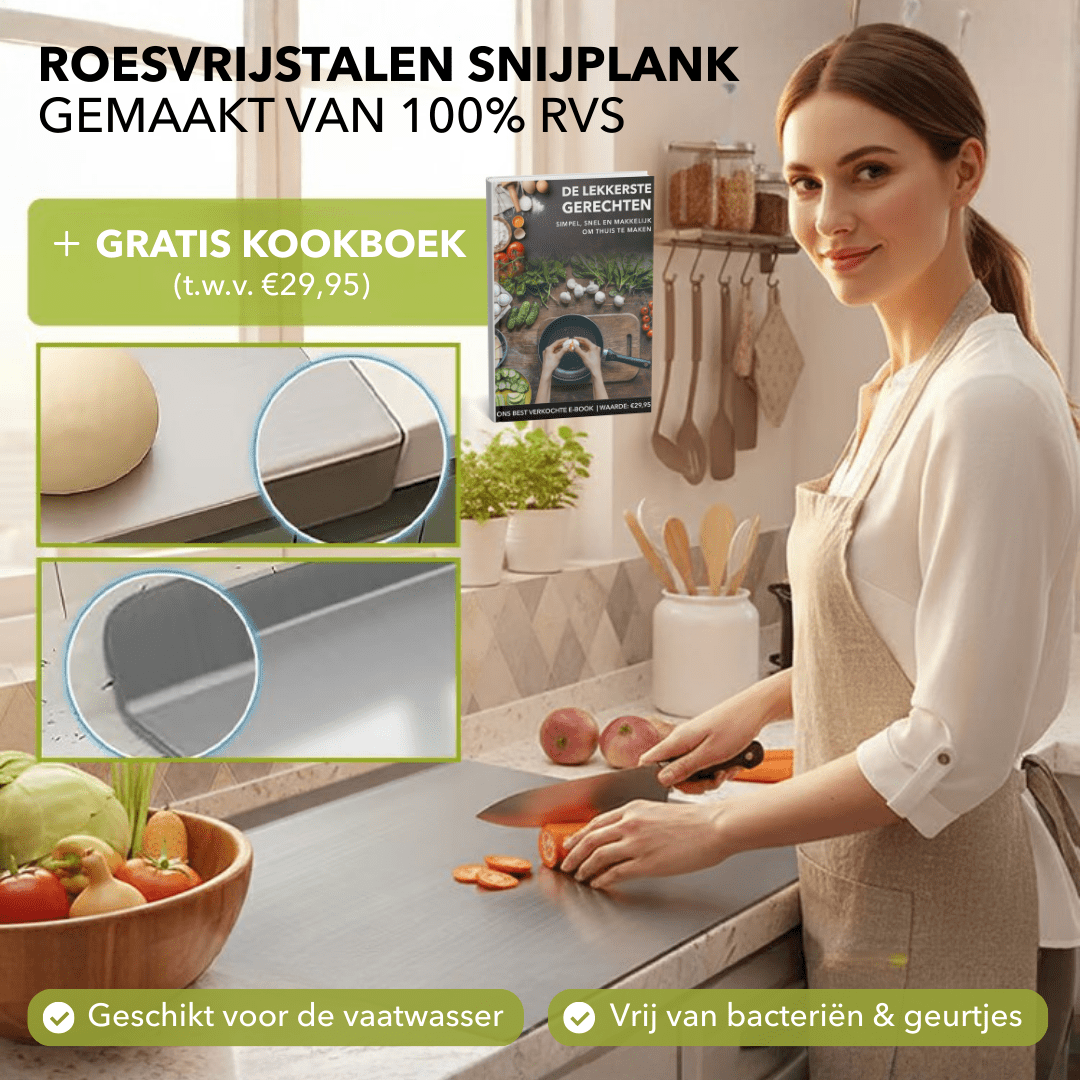 SteelSafe™ - Hygiënische roestvrijstalen snijplank - PUFFIE